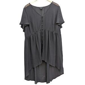 Black Torrid 2X Whimsygoth Knee Length Dress Dark Fairy Romantic Flutter Sleeve